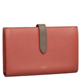 セリーヌ ラージ ストラップウォレット 長財布 バイカラー ピンク グレー レザー レディース CELINE 【中古】